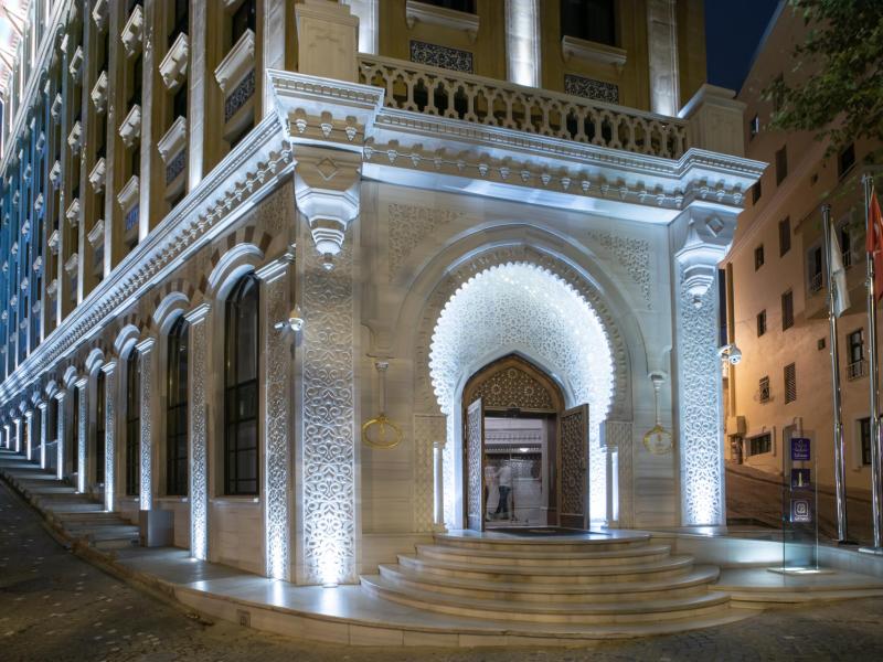 Entrance at night