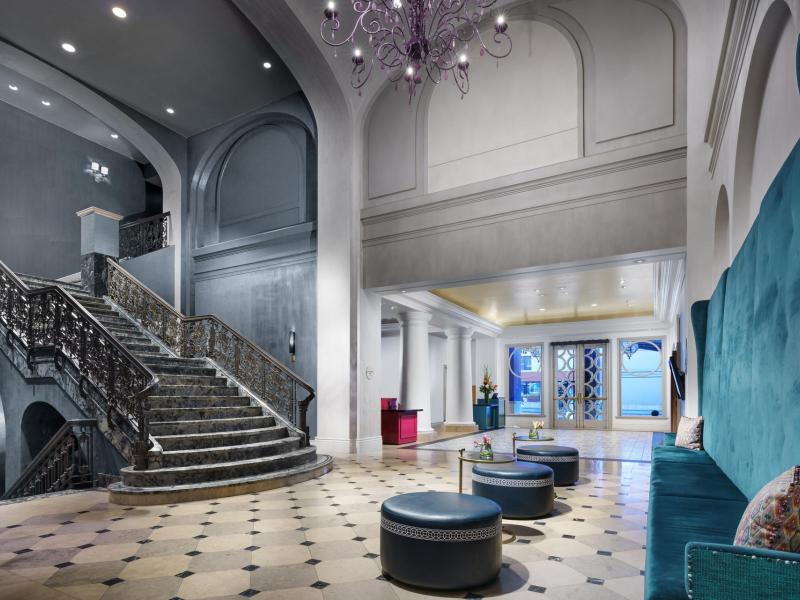 Lobby staircase and seating