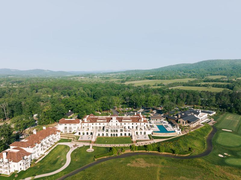 Exterior Aerial View with Blue Ridge Mountains in the Background