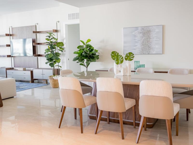 Ocean View Wellness Residence Dining Room View to Livingroom