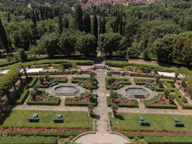 Aerial view of Il Salviatino Italian garden.