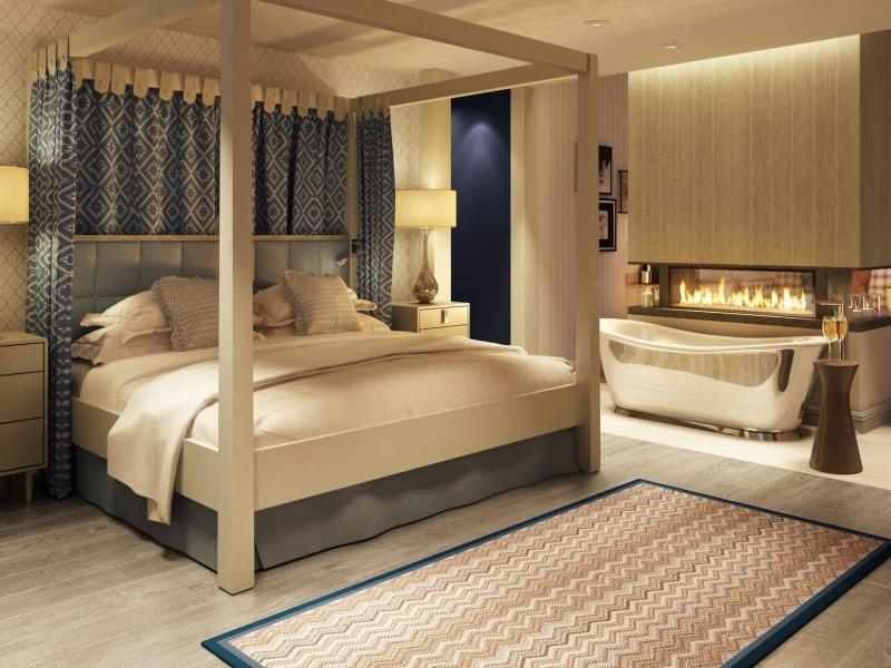Poster bed with soaking tub accommodation