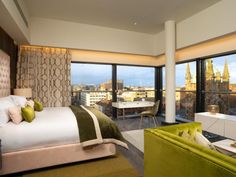 The Penthouse delivers elevated design, expansive interiors, and striking city views from above Belfast.