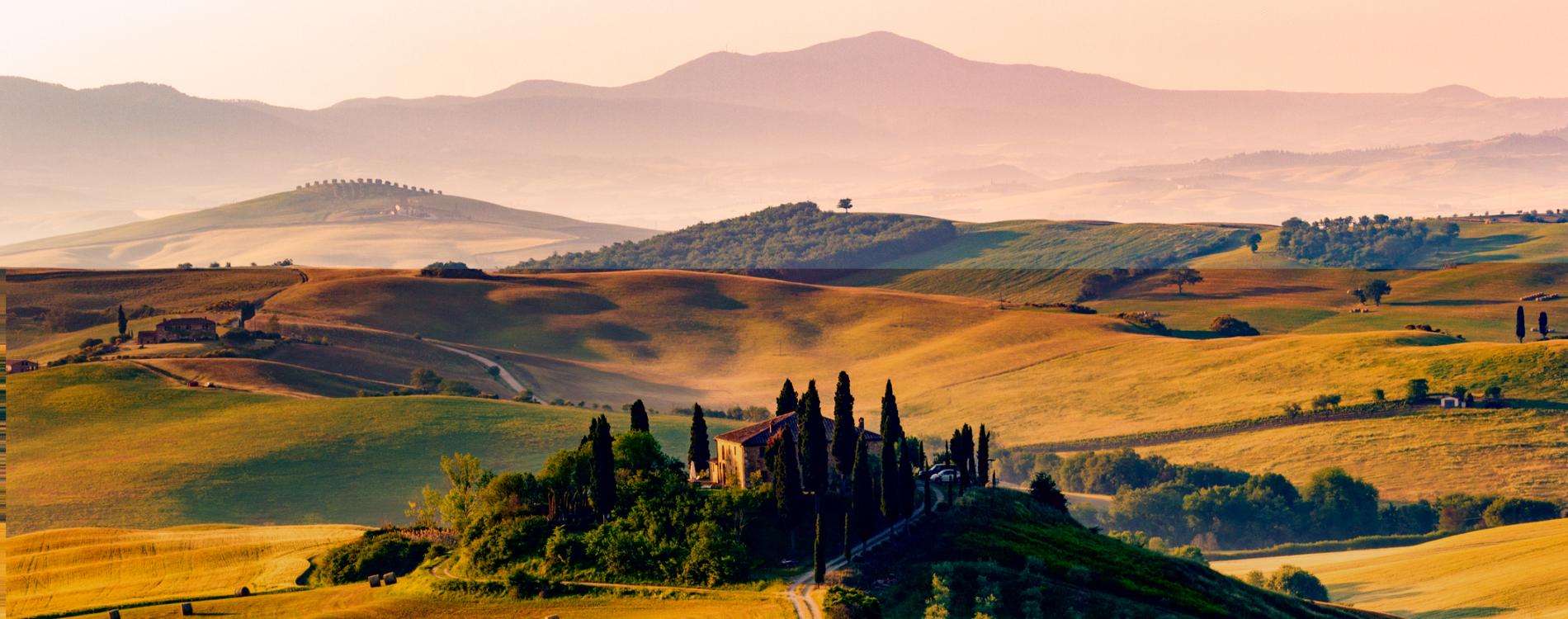 Southern Europe Landscape Rolling Hills and Castles