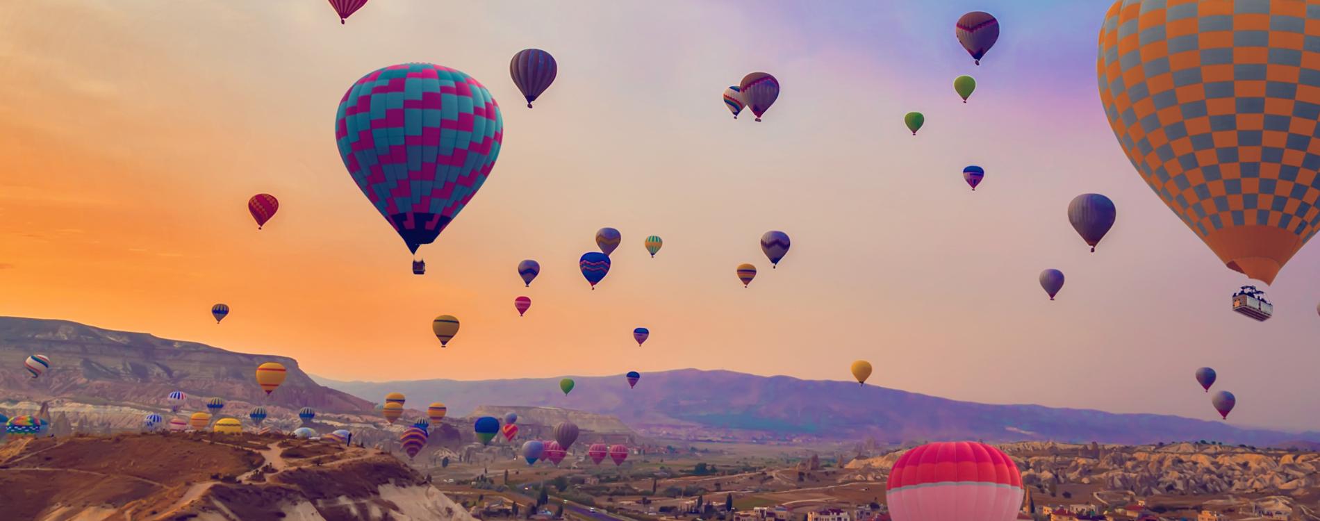 Where will you go Hot Air Balloons Orange Purple Sky