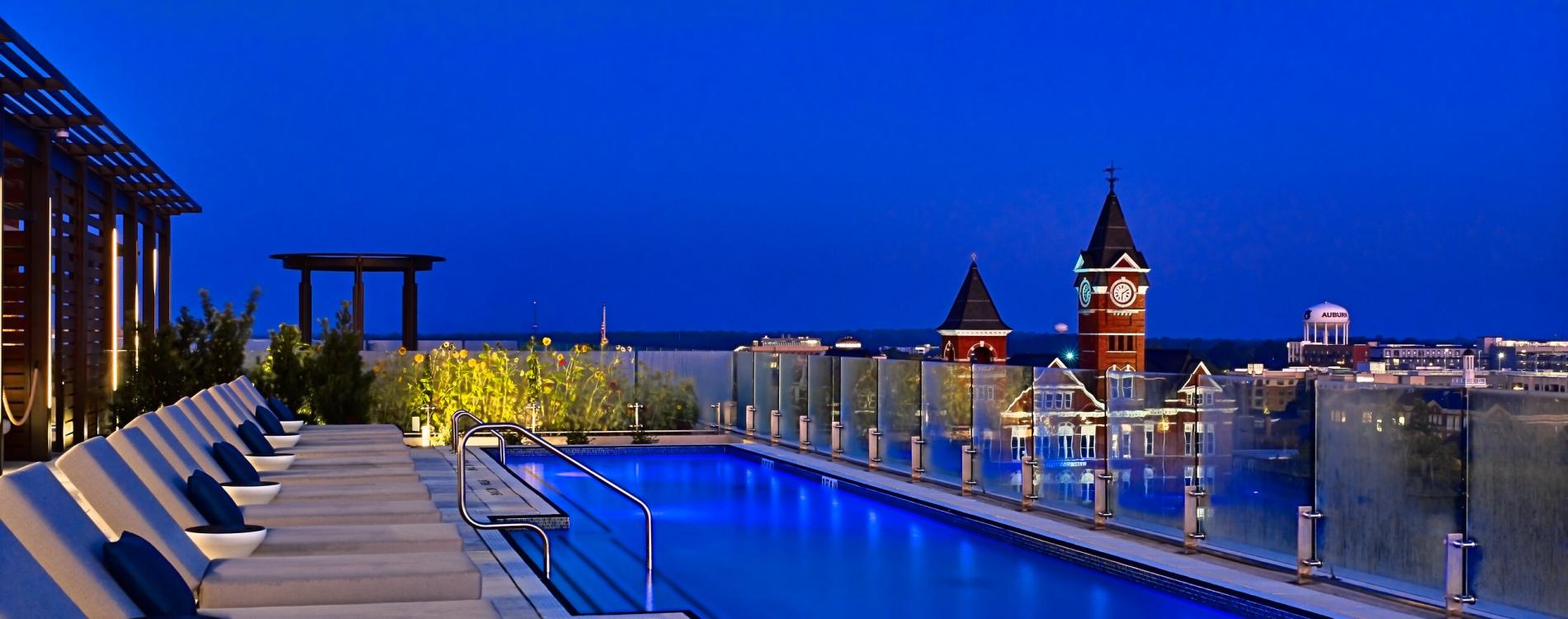 The Laurel Hotel & Spa Rooftop Pool at Night