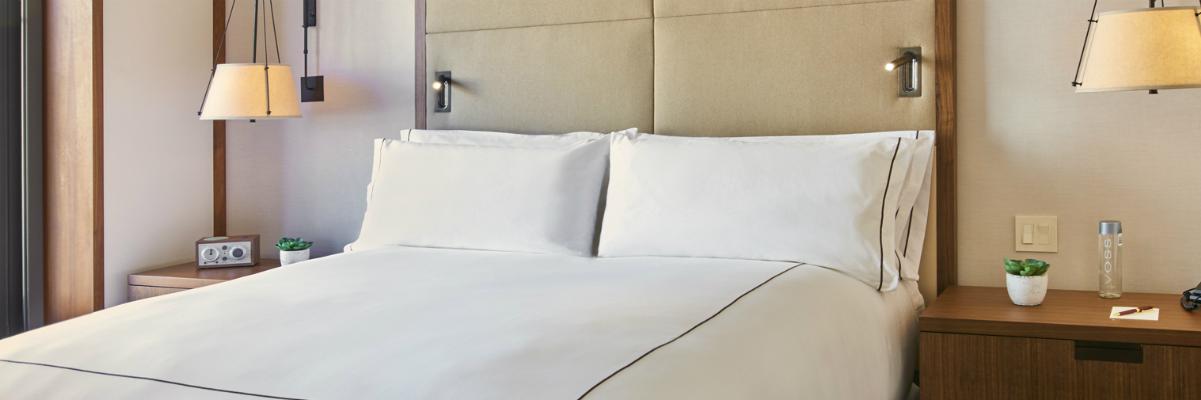 the clement palo alto guest accommodations bed