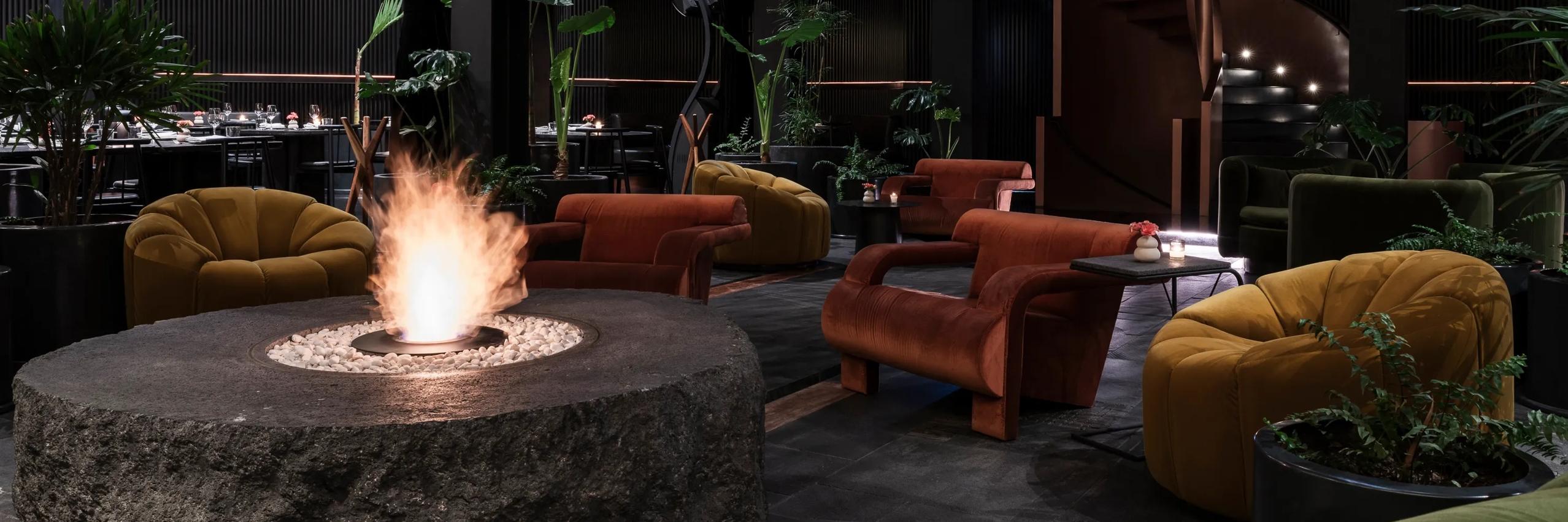 VOLGA | Elora Restaurant Lounge Area with Firepit