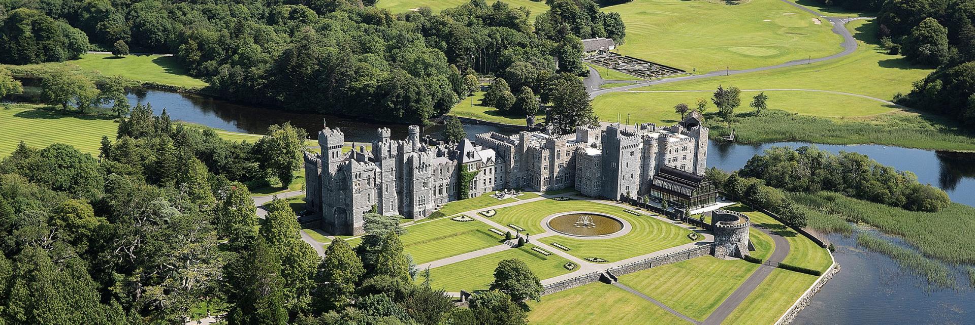Ashford Castle view from above.