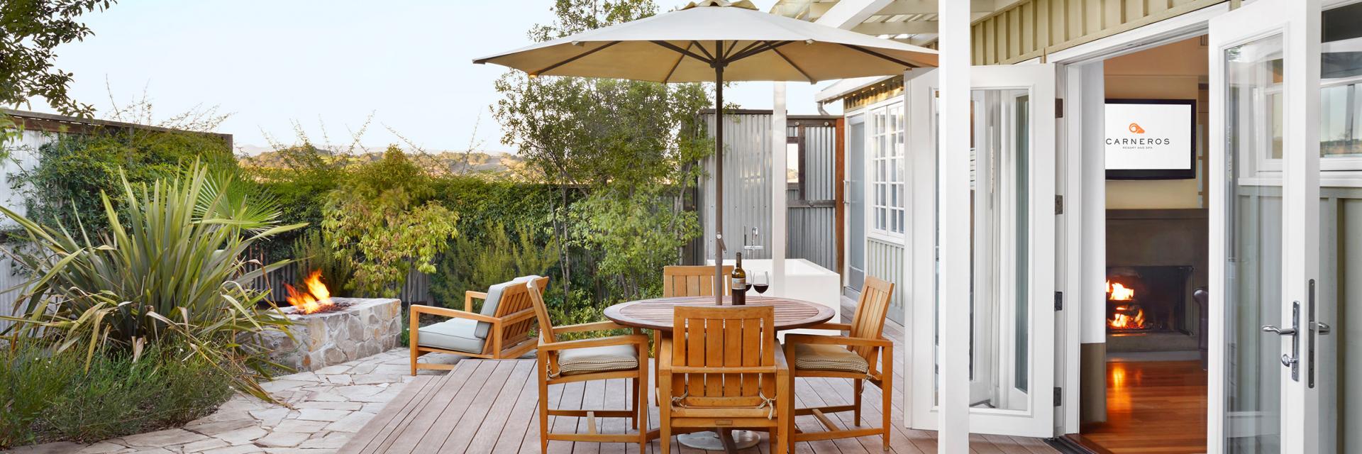 Enjoy the courtyards of one of the units at Carneros.