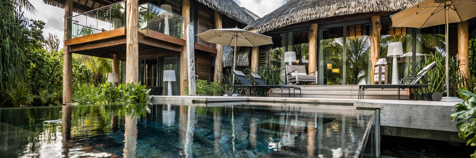 The pool deck at the two bedroom villa.