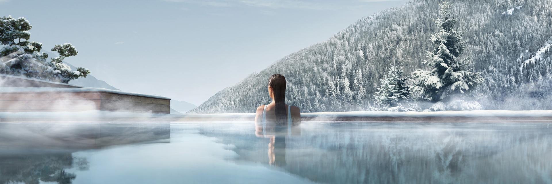 Lefay Resort & SPA Dolomiti Pool in Winter