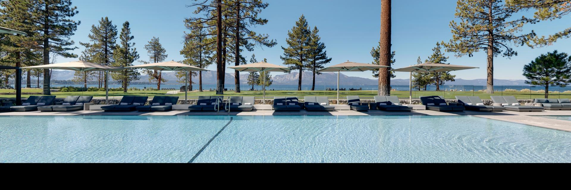 Edgewood Tahoe Resort Pool and Pine Trees