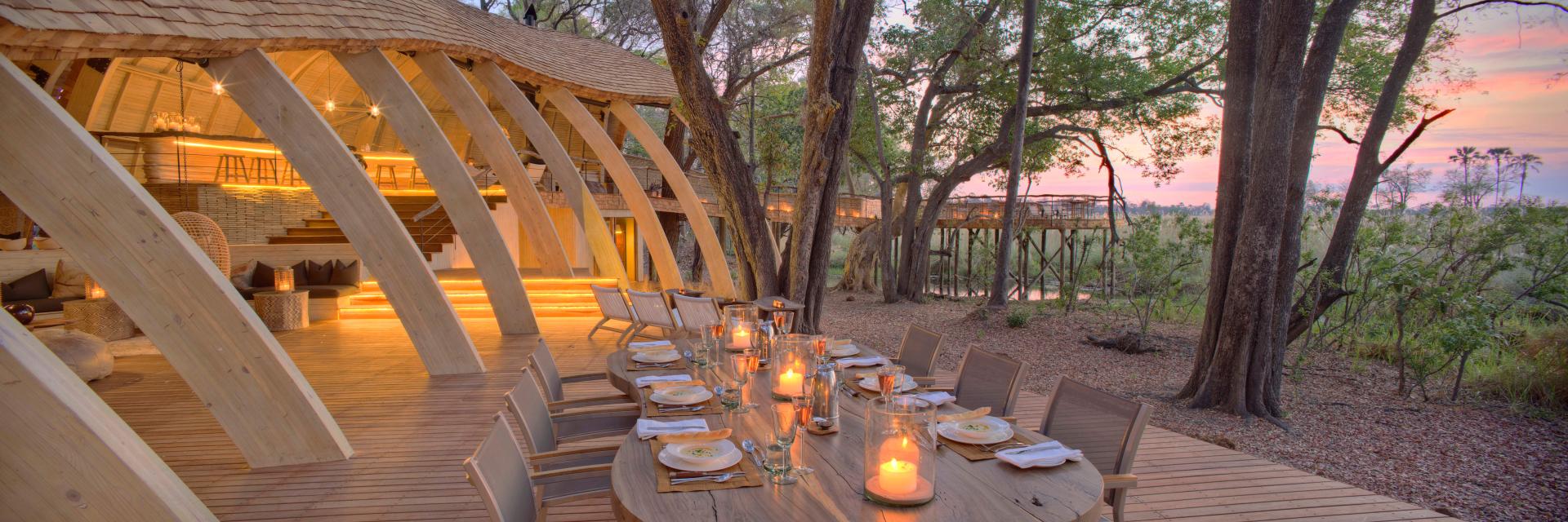 andBeyond Sandibe Okavango Safari Lodge Dining with View