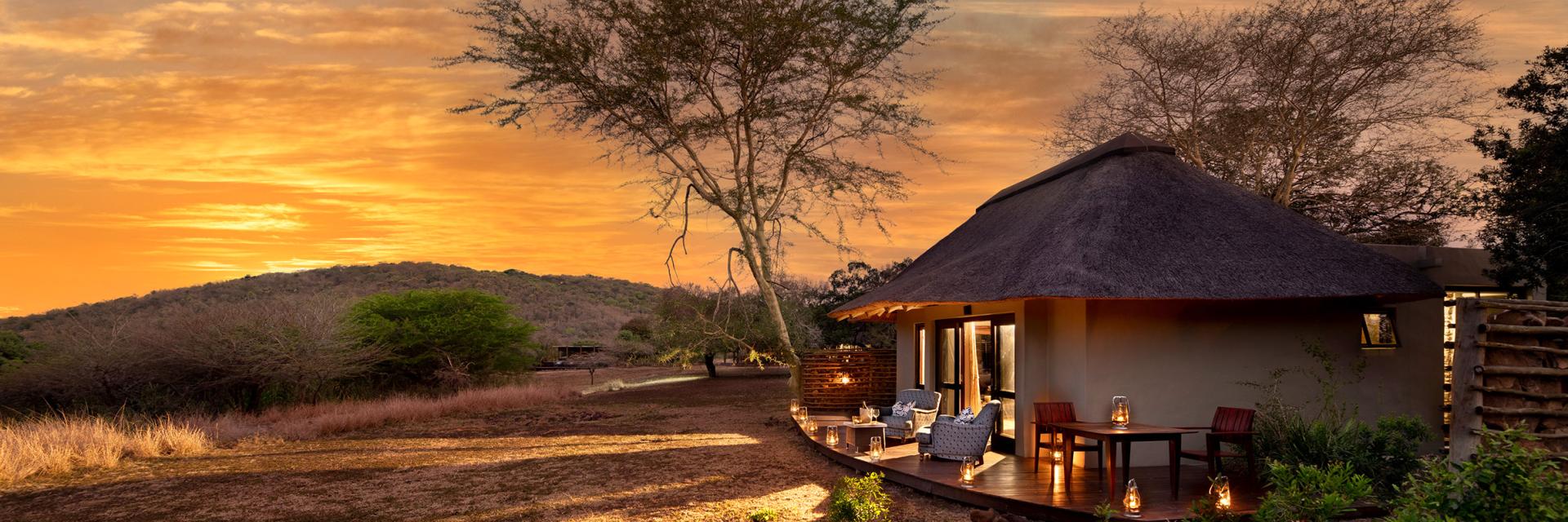 andBeyond Phinda Zuka Lodge Exterior at sunset