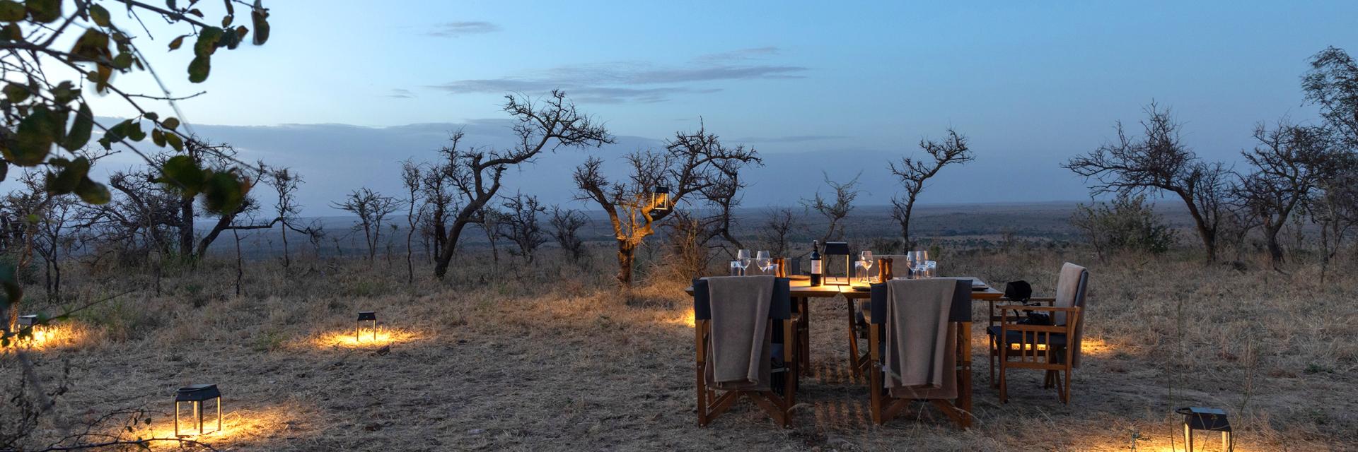 ENVI Sisini Serengeti Dining in the Bush at Dusk