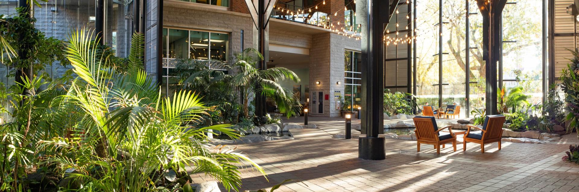 The Parkside Hotel & Spa Atrium with live plants